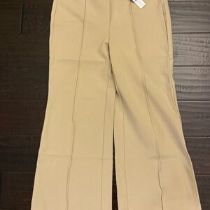 Beige Wide-Leg Trousers